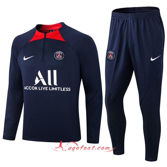 Ensemble Survetement de Foot PSG Bleu Marin/Rouge 2022/2023