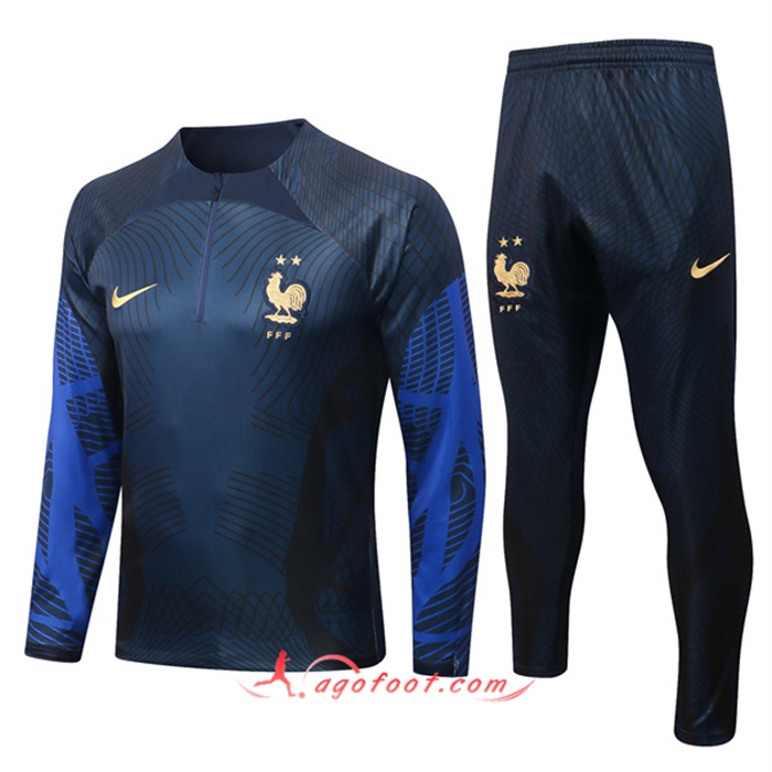Ensemble Survetement de Foot France Pattern Bleu Marin 2022/2023