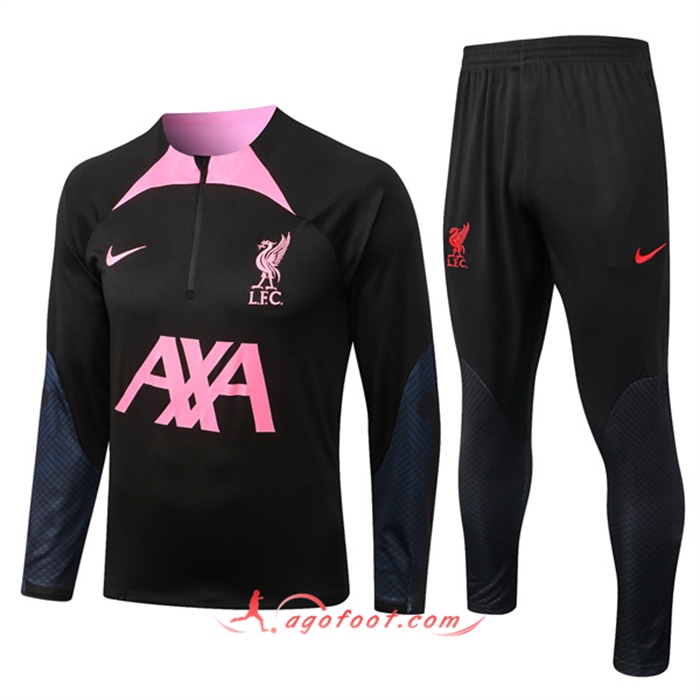 Ensemble Survetement de Foot FC Liverpool Noir/Rose 2022/2023