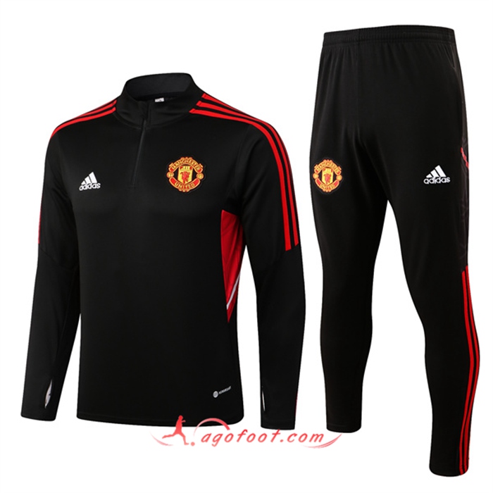 Ensemble Survetement de Foot Manchester United Noir/Rouge 2022/2023
