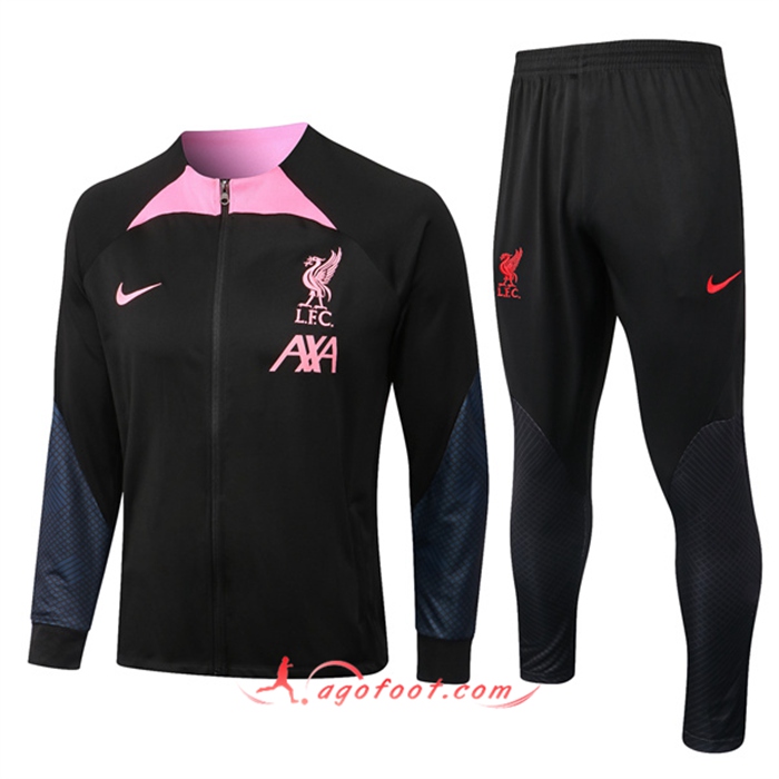 Ensemble Survetement de Foot - Veste FC Liverpool Noir/Rose 2022/2023