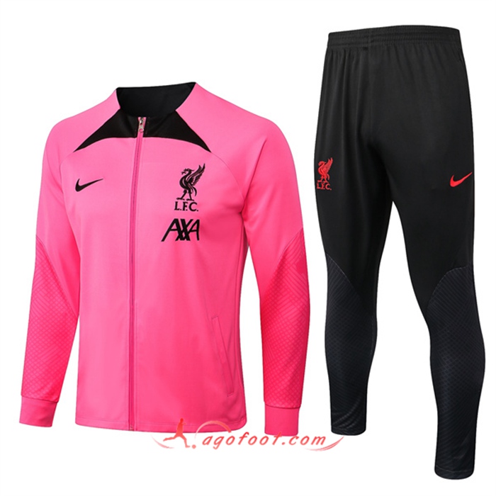 Ensemble Survetement de Foot - Veste FC Liverpool Rose/Noir 2022/2023