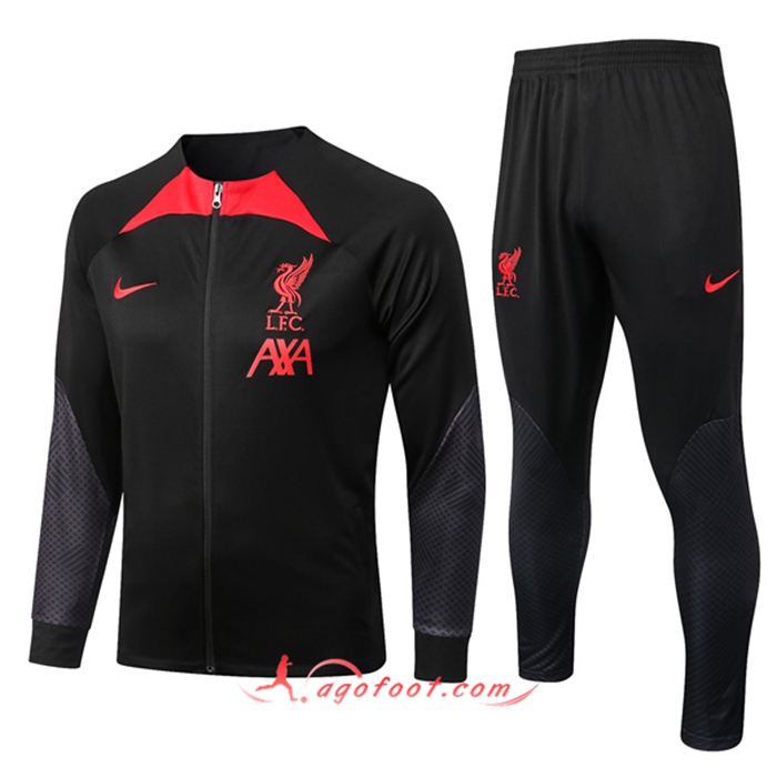 Ensemble Survetement de Foot - Veste FC Liverpool Noir/Rouge 2022/2023