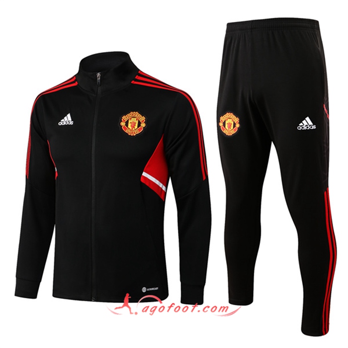 Ensemble Survetement de Foot - Veste Manchester United Noir/Rouge 2022/2023