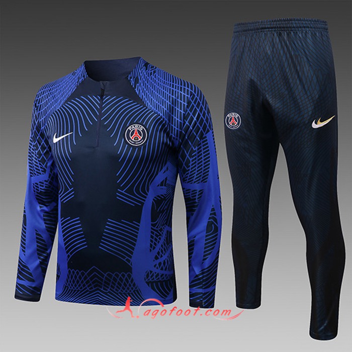 Ensemble Survetement de Foot PSG Enfant Pattern Bleu Marin 2022/2023