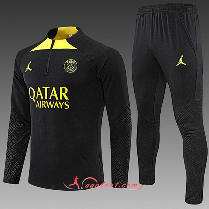 Ensemble Survetement de Foot Jordan PSG Enfant Noir/Jaune 2022/2023