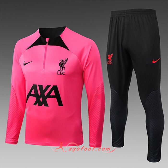 Ensemble Survetement de Foot FC Liverpool Enfant Rose/Noir 2022/2023