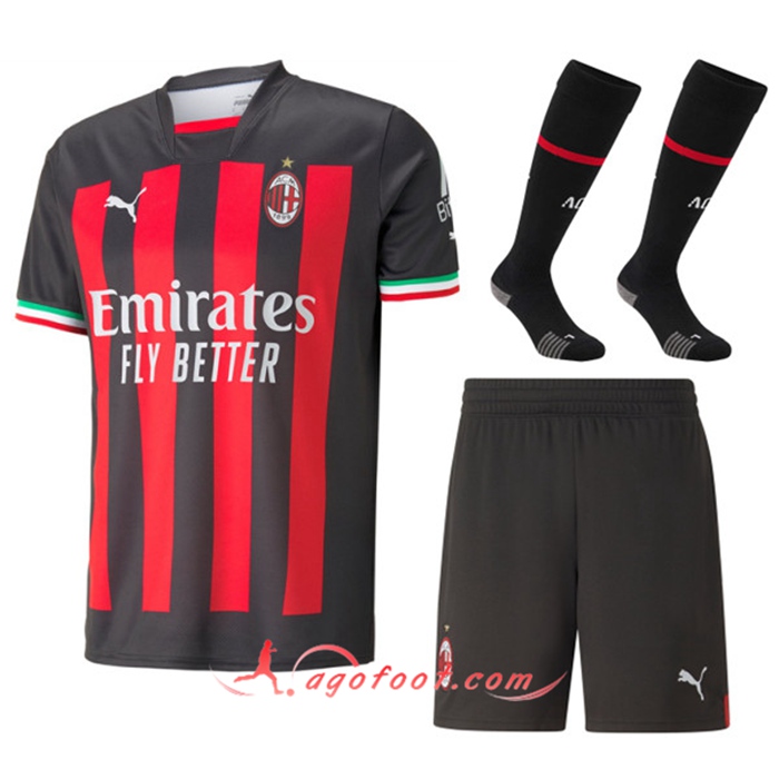 Ensemble Maillot Foot Milan AC Domicile (Short + Chaussettes) 2022/2023