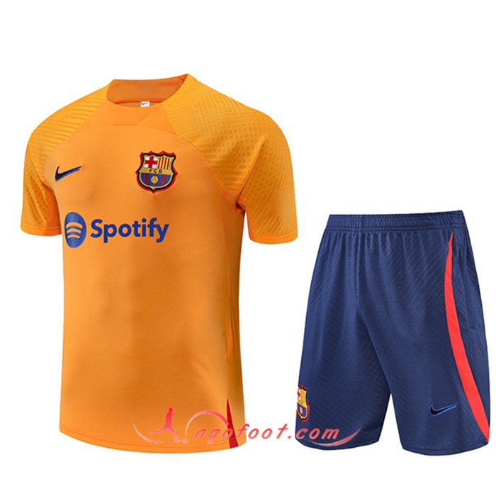 Ensemble Training T-Shirts + Shorts FC Barcelone Jaune 2022/2023