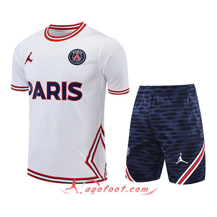 Ensemble Training T-Shirts + Shorts Jondan PSG Blanc 2022/2023
