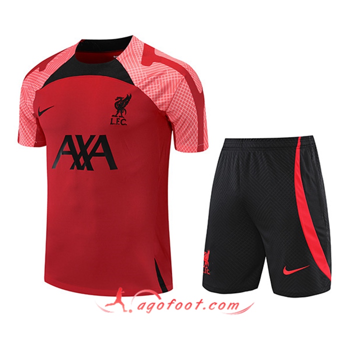 Ensemble Training T-Shirts + Shorts FC Liverpool Rouge/Noir 2022/2023