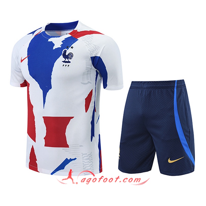Ensemble Training T-Shirts + Shorts France Rouge/Noir/Blanc 2022/2023