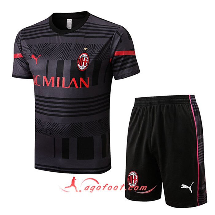 Ensemble Training T-Shirts + Shorts Milan AC Gris 2022/2023