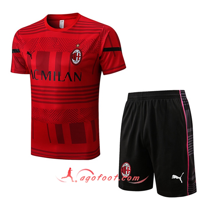 Ensemble Training T-Shirts + Shorts Milan AC Rouge 2022/2023
