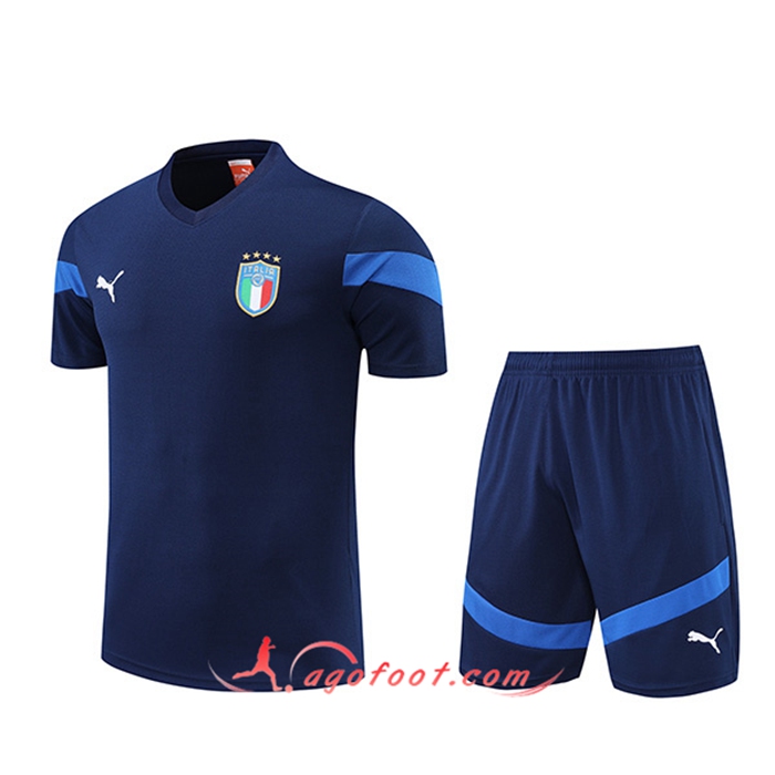 Ensemble Training T-Shirts + Shorts Italie Bleu Marin 2022/2023