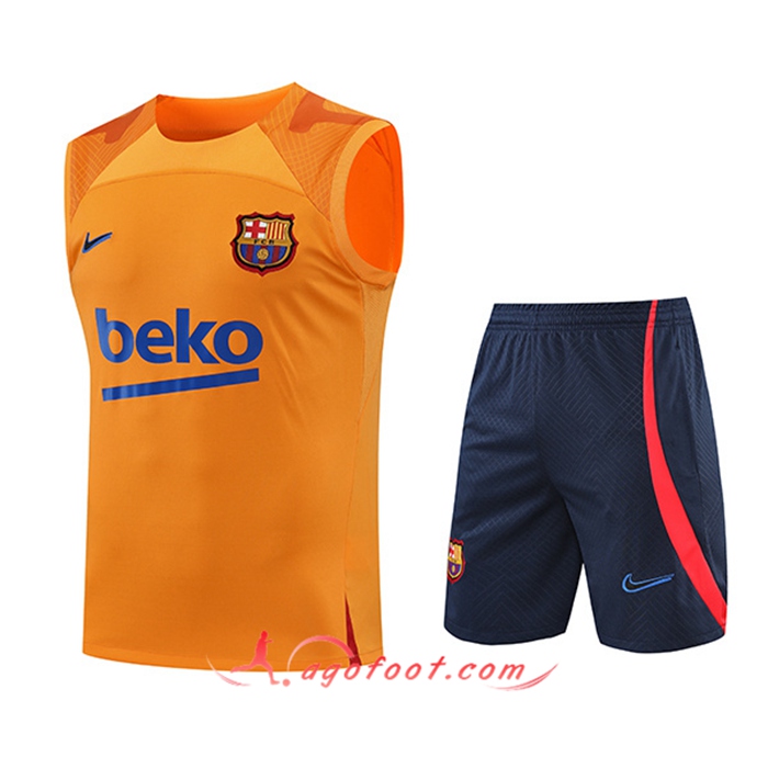 Ensemble Training Debardeur + Shorts FC Barcelone Jaune 2022/2023