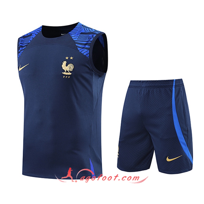 Ensemble Training Debardeur + Shorts France Bleu Marin 2022/2023