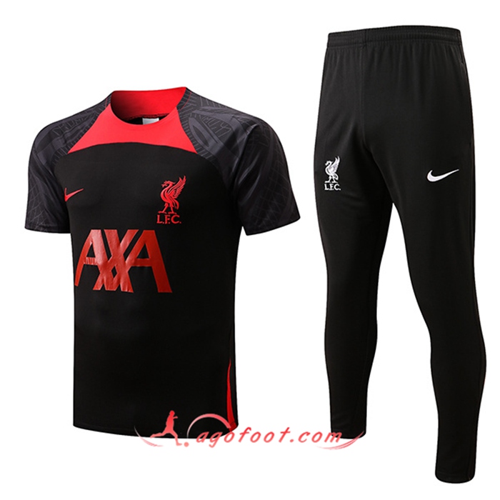 Ensemble Training T-Shirts + Pantalon FC Liverpool Rouge/Noir 2022/2023