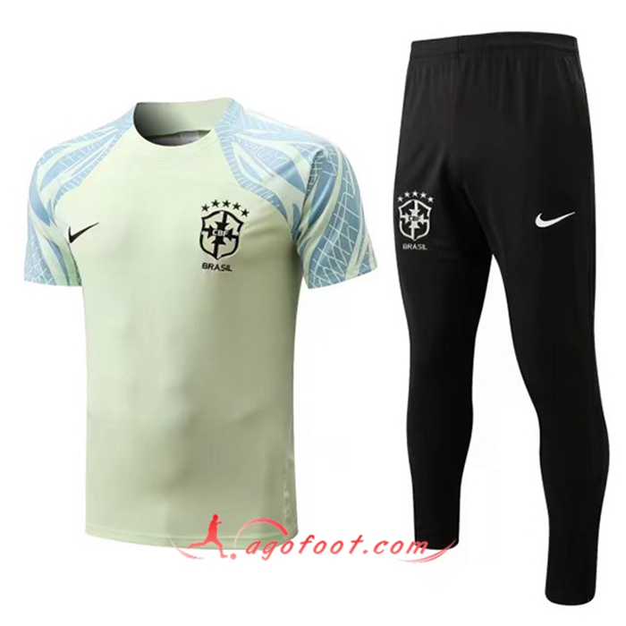 Ensemble Training T-Shirts + Pantalon Bresil Jaune 2022/2023