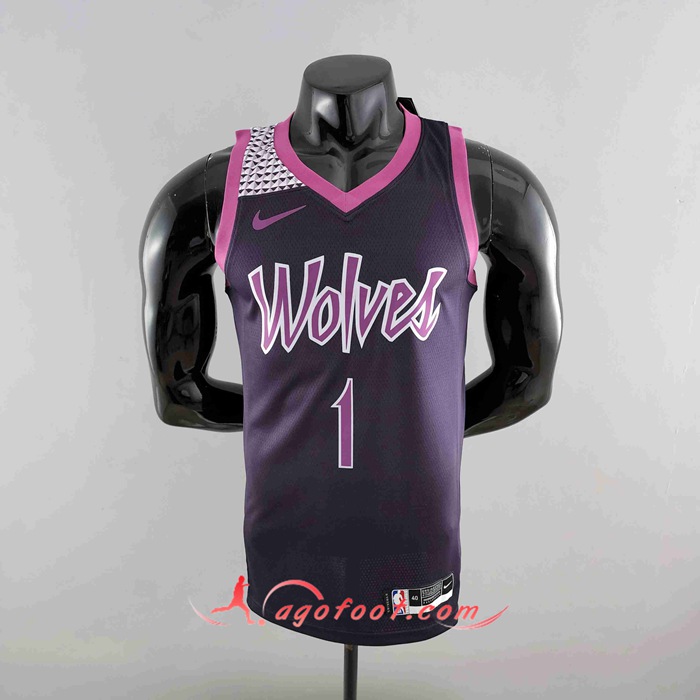 Maillot Minnesota Timberwolves (EOWAROS #1) Noir/Pourpre