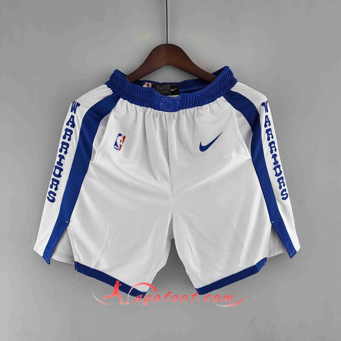 Shorts NBA Golden State Warriors Blanc/Bleu Trim