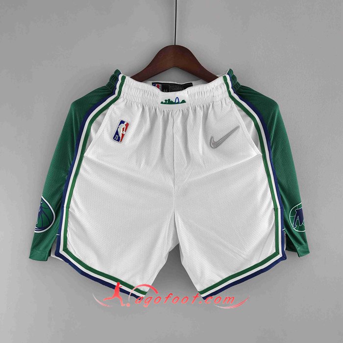 Shorts NBA Dallas Mavericks 2022 Blanc/Vert Trim Urban Edition
