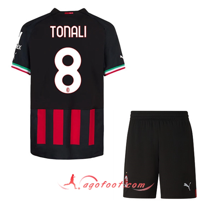 Maillot de Foot Milan AC (TONALI #8) Enfants Domicile 2022/23