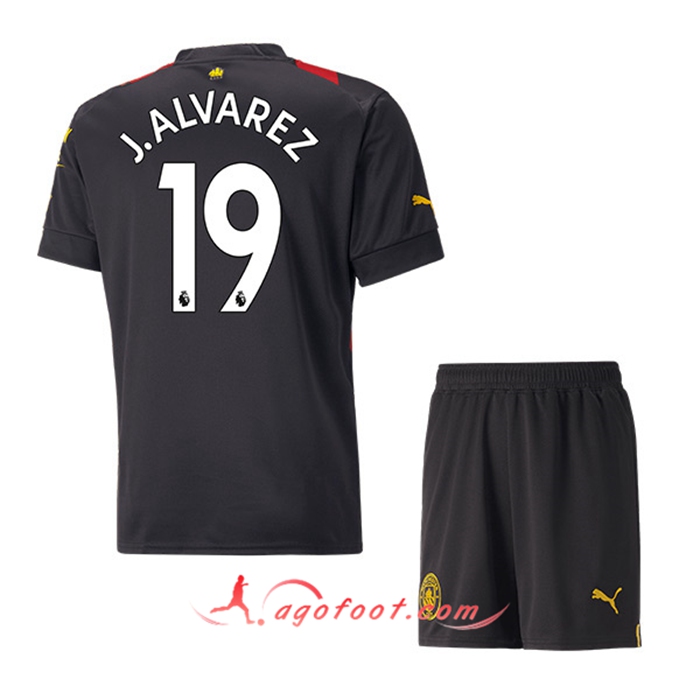 Maillot de Foot Manchester City (J.ALVAREZ #19) Enfants Exterieur 2022/23