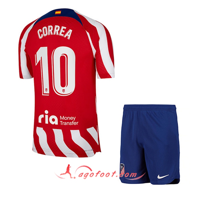 Maillot de Foot Atletico Madrid (CORREA #10) Enfants Domicile 2022/23