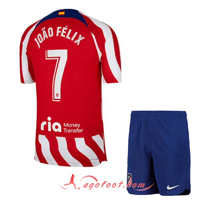 Maillot de Foot Atletico Madrid (JOÃO FÉLIX #7) Enfants Domicile 2022/23