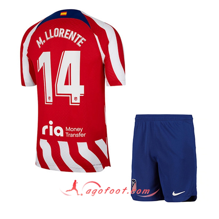 Maillot de Foot Atletico Madrid (M. LLORENTE #14) Enfants Domicile 2022/23