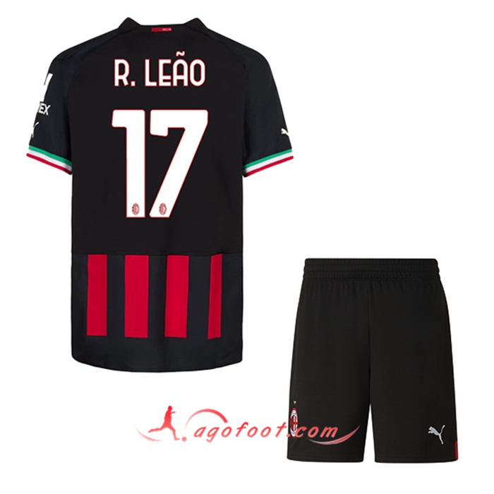 Maillot de Foot Milan AC (R. LEÃO #17) Enfants Domicile 2022/23