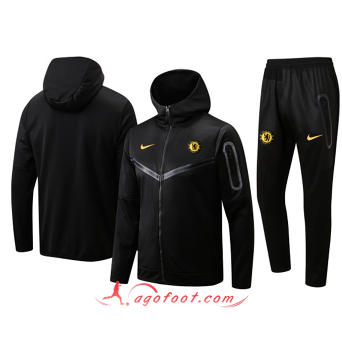 Ensemble Veste A Capuche Survetement Foot FC Chelsea Noir 2022/2023