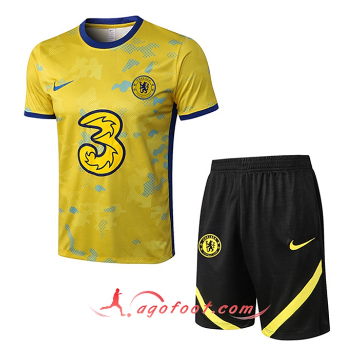 Ensemble Training T-Shirts + Shorts FC Chelsea Jaune 2022/2023