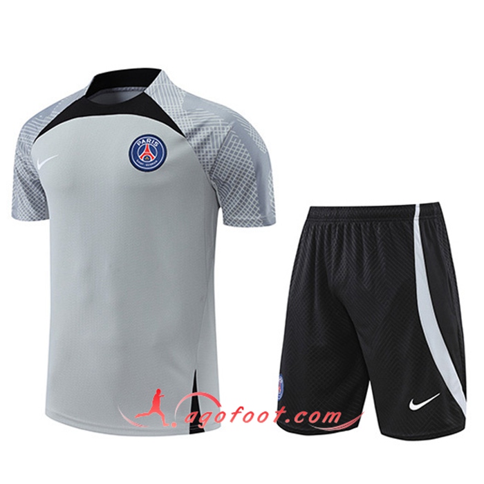 Ensemble Training T-Shirts + Shorts PSG Gris 2022/2023
