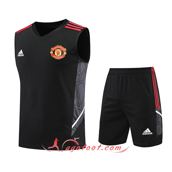 Ensemble Training Debardeur + Shorts Manchester United Noir/Gris 2022/2023