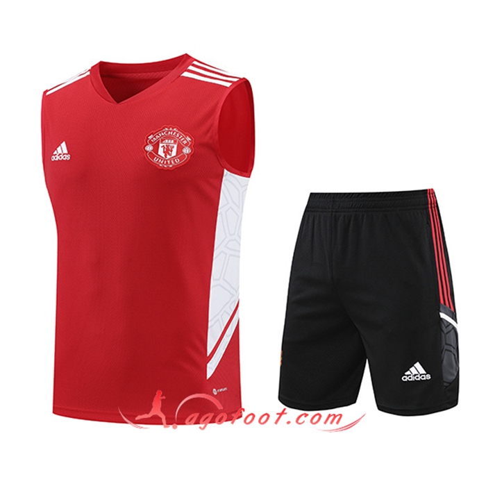 Ensemble Training Debardeur + Shorts Manchester United Blanc/Rouge 2022/2023