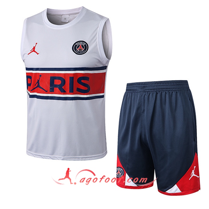 Ensemble Training Debardeur + Shorts Jondan PSG Blanc/Rouge 2022/2023