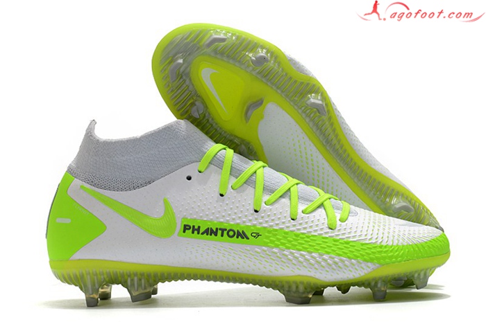 Nike Chaussures de Foot Phantom GT Elite Dynamic Fit FG Blanc/Vert