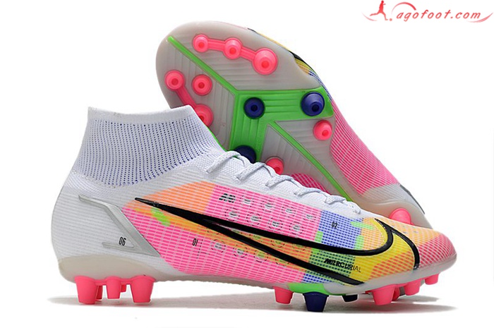 Nike Chaussures de Foot Superfly 8 Pro AG Blanc/Rose