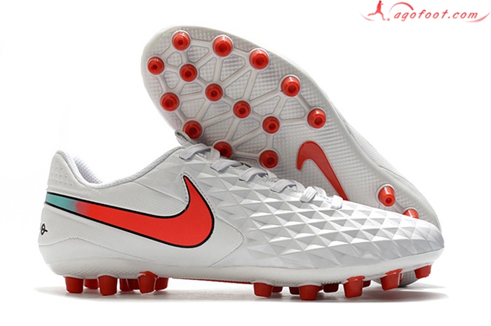 Nike Chaussures de Foot Tiempo Legend VIII Acadermy AG Blanc