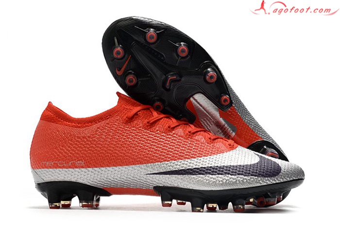Nike Chaussures de Foot Mercurial Vapor 13 Elite AG Rouge/Argent