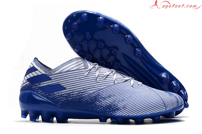 Adidas Chaussures de Foot Nemeziz 19.1 AG Bleu/Blanc