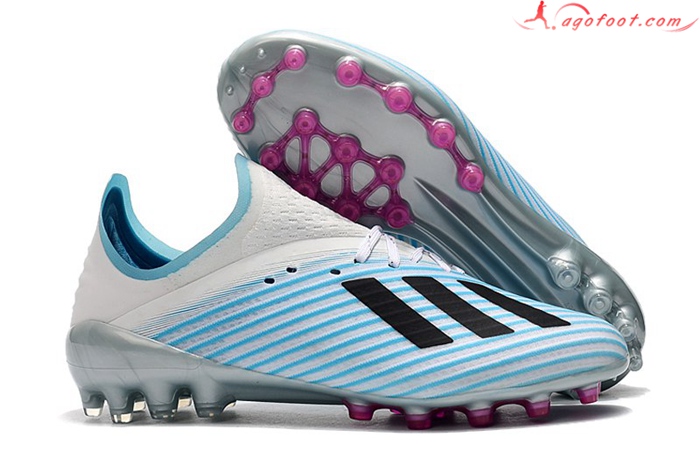 Adidas Chaussures de Foot X 19.1 AG Bleu Clair