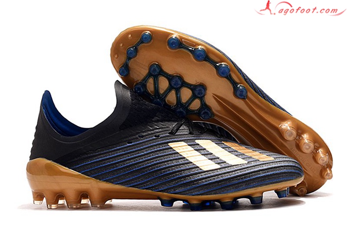 Adidas Chaussures de Foot X 19.1 AG Noir/Bleu