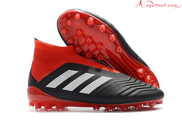 Adidas Chaussures de Foot Predator 18+AG Noir/Rouge