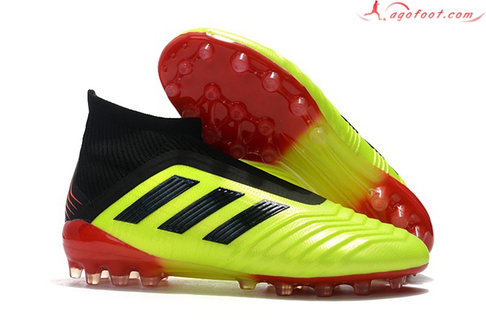 Adidas Chaussures de Foot Predator 18+AG Jaune/Noir