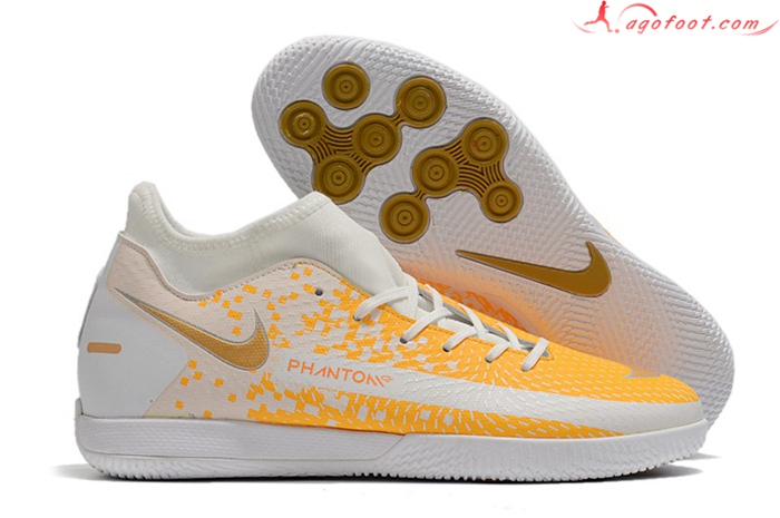 Nike Chaussures de Foot Phantom GT Academy Dynamic Fit IC Blanc/Orange