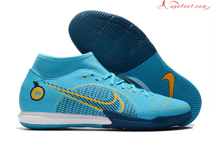Nike Chaussures de Foot Mercurial Superfly VIII Academy IC Bleu Clair