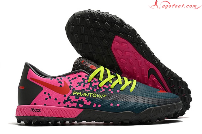Nike Chaussures de Foot React Phantom GT Pro TF Rose/Vert